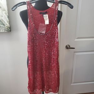 Arden B red Beaded Mini Cover Up SZ M fits Size Sm